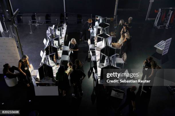 General view backstage ahead of the Studio Rundholz show during Platform Fashion July 2017 at Areal Boehler on July 21, 2017 in Duesseldorf, Germany.