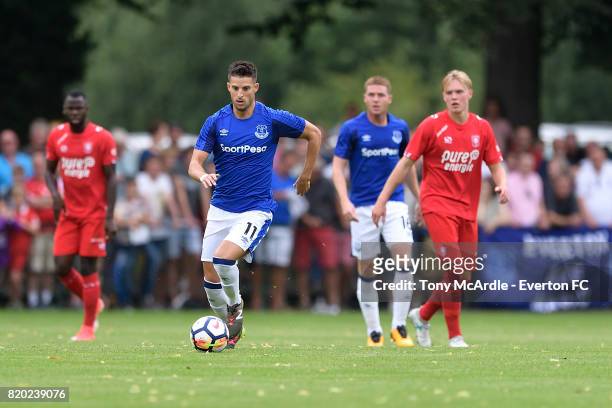 Kevin Mirallas of Everton on the ball during the pre-season friendly match between FC Twente and Everton FC on July 19, 2017 in De Lutte, Netherlands.