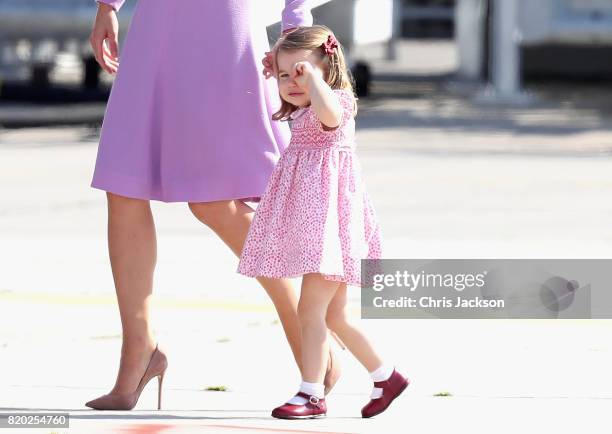 Prince William, Duke of Cambridge, Catherine, Duchess of Cambridge, Prince George of Cambridge and Princess Charlotte of Cambridge view helicopter...