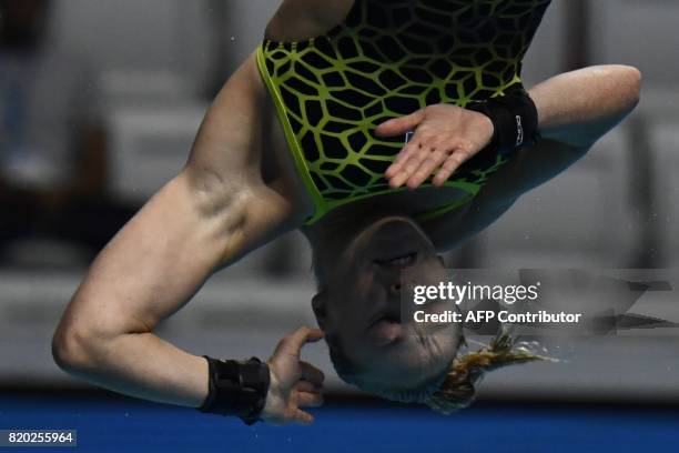 South Africa's Julia Vincent competes in the women's 3m springboard final during the diving competition at the 2017 FINA World Championships in...