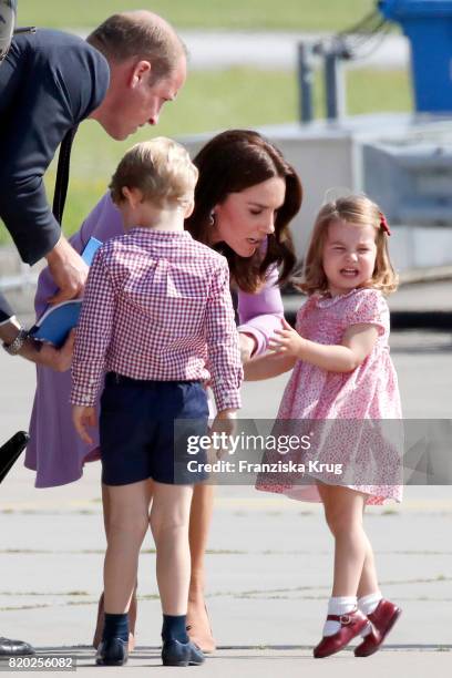 Prince William, Duke of Cambridge, Prince George of Cambridge, Princess Charlotte of Cambridge and Catherine, Duchess of Cambridge view helicopter...