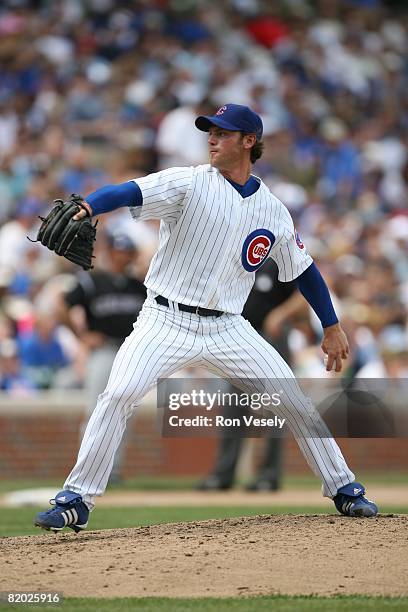 Neal Cotts of the Chicago Cubs pitches during the game against the Colorado Rockies at Wrigley Field in Chicago, Illinois on May 31, 2008. The Cubs...