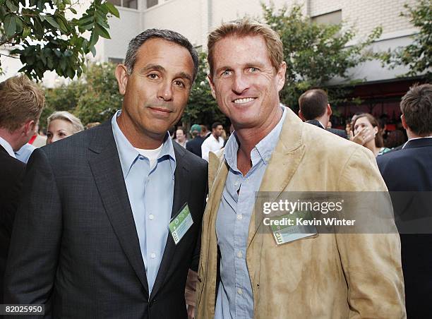 Craig Piligian, executive producer of "In Harm's Way" and host Hunter Ellis pose at the CW/Showtime/CBS Television TCA Party at Boulevard3 on July...