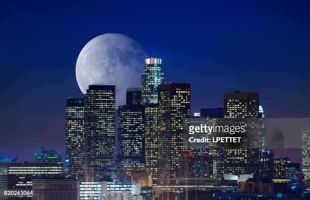 downtown los angeles - city of los angeles night stock pictures, royalty-free photos & images