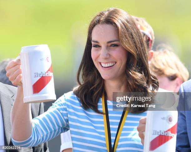 Catherine, Duchess of Cambridge after participating in a rowing race between the twinned town of Cambridge and Heidelberg on day 2 of their official...