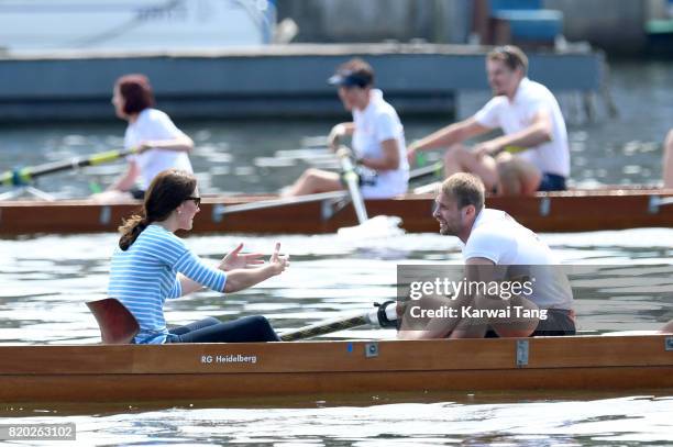 Catherine, Duchess of Cambridge participates in a rowing race between the twinned town of Cambridge and Heidelberg and against Prince William, Duke...