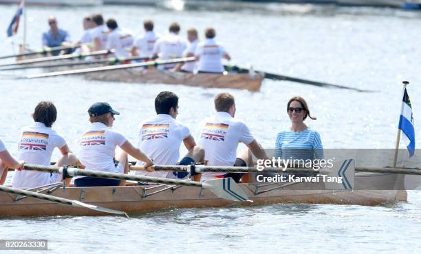 Catherine, Duchess of Cambridge participates in a rowing race between the twinned town of Cambridge and Heidelberg and against Prince William, Duke...