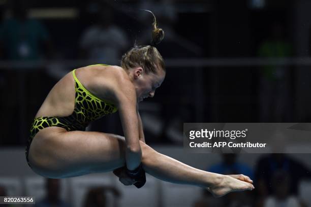 South Africa's Julia Vincent competes in the women's 3m springboard final during the diving competition at the 2017 FINA World Championships in...