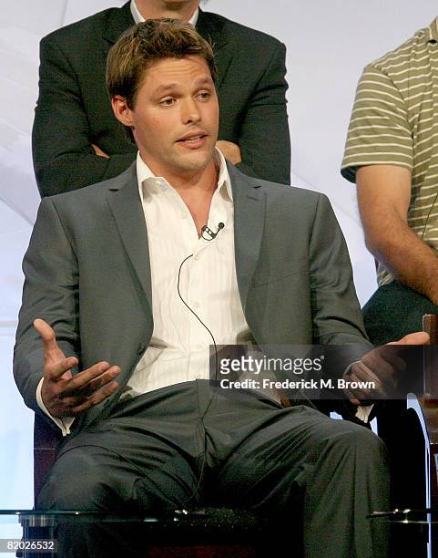 Actor Justin Bruening of "Knight Rider" speaks during the NBC Universal portion of the Television Critics Association Press Tour held at the Beverly...