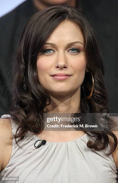 Actress Deanna Russo of "Knight Rider" speaks during the NBC Universal portion of the Television Critics Association Press Tour held at the Beverly...