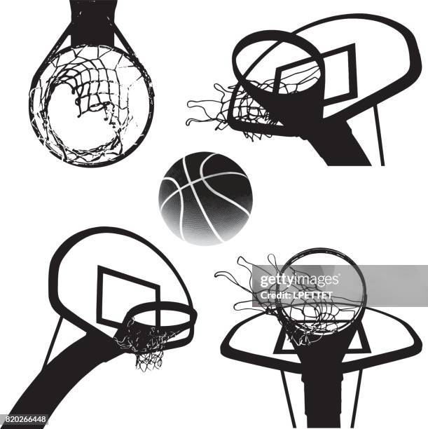 ilustraciones, imágenes clip art, dibujos animados e iconos de stock de de básquetbol - canasta de baloncesto