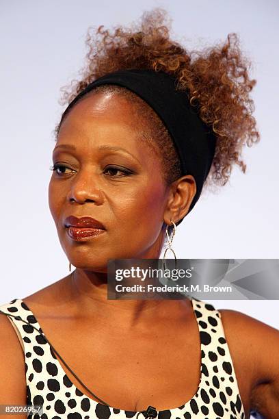 Actress Alfre Woodard of "My Own Worst Enemy" speaks during the NBC Universal portion of the Television Critics Association Press Tour held at the...