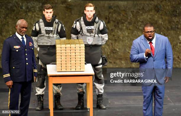 Actors Willard White , Russell Thomas are pictured at the rehearsal of Wolfgang Amadeus Mozarts "La Clemenza di Tito" at the Felsenreitschule in...