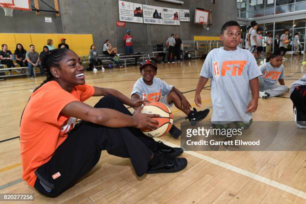 Tiffany Hayes of the Atlanta Dream during the WNBA Fit Clinic presented by Kaiser Permanente as part of the 2017 WNBA All-Star at the Boys and Girls...