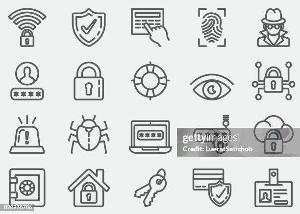 sicherheit linie symbole - eye scanner stock-grafiken, -clipart, -cartoons und -symbole