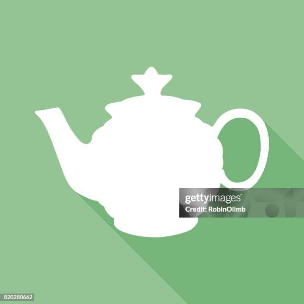 stockillustraties, clipart, cartoons en iconen met groene theepot pictogram - steeping