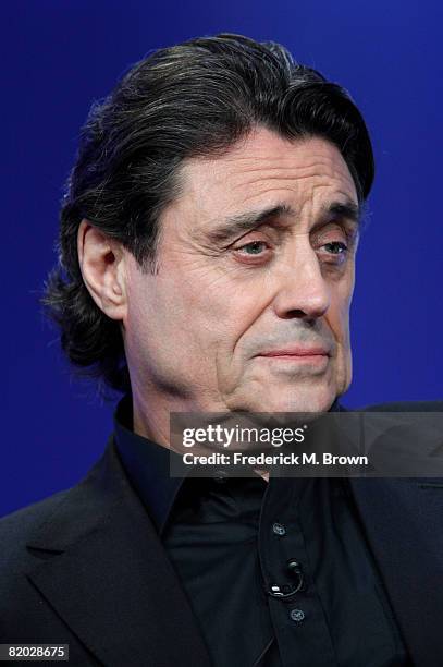 Actor Ian McShane of "Kings" speaks during the NBC Universal portion of the Television Critics Association Press Tour held at the Beverly Hilton...