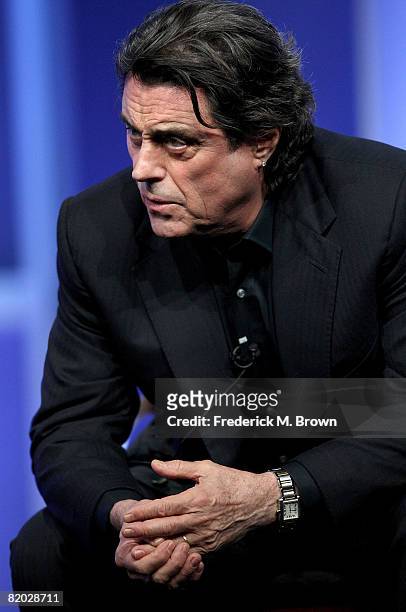 Actor Ian McShane of "Kings" speaks during the NBC Universal portion of the Television Critics Association Press Tour held at the Beverly Hilton...