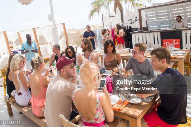 Lucy Mecklenburgh, Oliver Cheshire, Pixie Lott and Ashley Louise James are seen at Hard Rock Hotel Ibiza at the presentation of the Global Gift Beach...