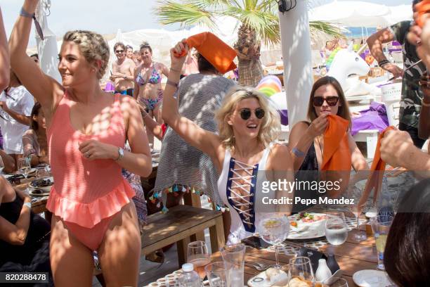 Lucy Mecklenburgh, Oliver Cheshire, Pixie Lott and Ashley Louise James are seen at Hard Rock Hotel Ibiza at the presentation of the Global Gift Beach...