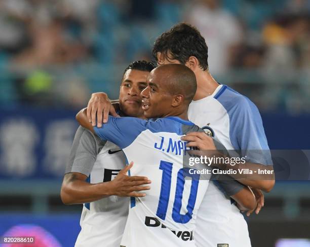 Jeison Murillo of FC Internazionale celebrates after scoring the first goal during the pre-season friendly match between FC Internazionale and FC...