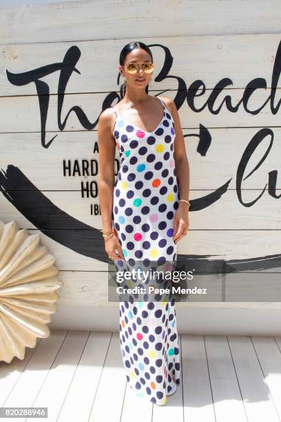 Alesha Dixon is seen at Hard Rock Hotel Ibiza at the presentation of the Global Gift Beach Party on July 21, 2017 in Ibiza, Spain.
