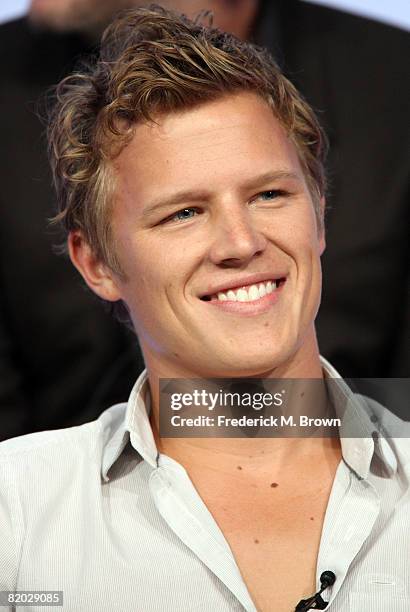 Actor Christopher Egan of "Kings" speaks during the NBC Universal portion of the Television Critics Association Press Tour held at the Beverly Hilton...