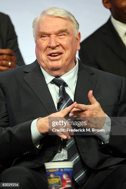 Game analyst John Madden of "Sunday Night Football" speaks during the NBC Universal portion of the Television Critics Association Press Tour held at...