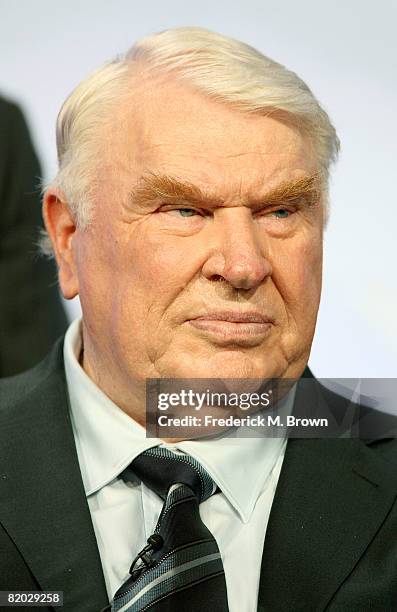 Game analyst John Madden of "Sunday Night Football" speaks during the NBC Universal portion of the Television Critics Association Press Tour held at...