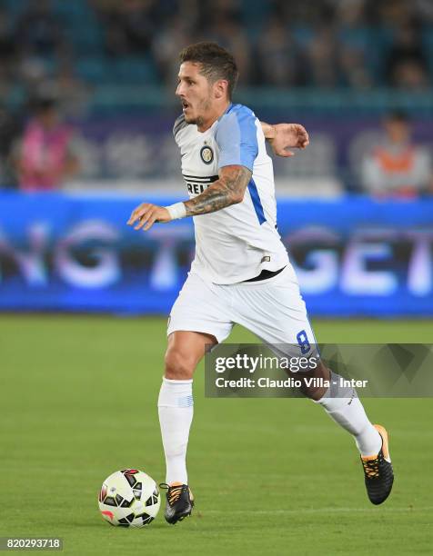 Stevan Jovetic of FC Internazionale in action during the pre-season friendly match between FC Internazionale and FC Schalke 04 at Olympic Stadium on...