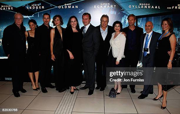 Cast and Crew arrives at the UK film premiere of 'The Dark Knight' at Odeon, Leicester Square on July 21, 2008 in London, England.