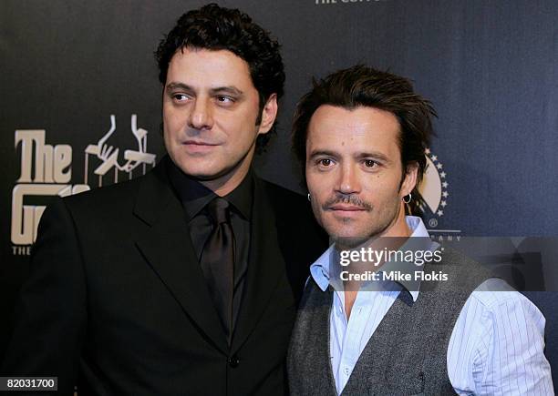 Actors Vince Colosimo and Damian Walshe-Howling attend the Godfather Symphony premiere and DVD release at the State Theatre on July 22, 2008 in...