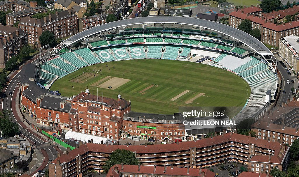 An aerial view of The Oval cricket groun