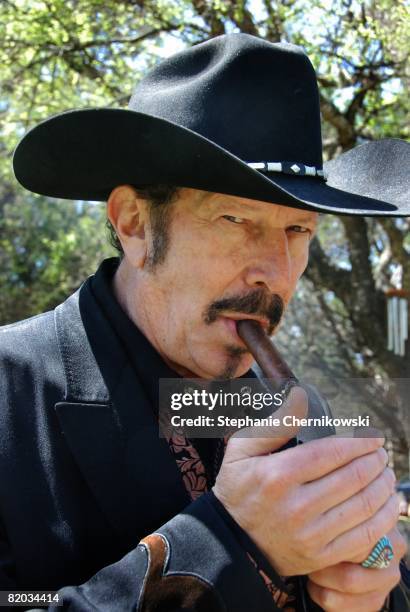 Singer/songwriter Kinky Friedman poses for a portrait at home on the ranch in the May 2008 in Texas Hill Country.