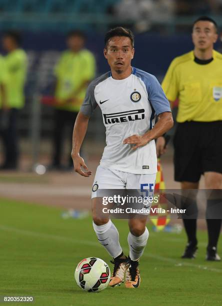 Yuto Nagatomo of FC Internazionale in action during the pre-season friendly match between FC Internazionale and FC Schalke 04 at Olympic Stadium on...