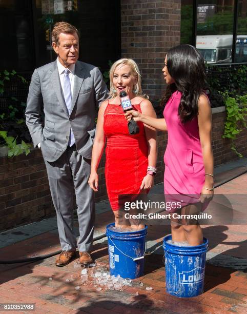Co-hosts of Good Day Philadelphia Mike Jerrick, Alex Holley and FOX 29 News Anchor Jennaphr Frederick are seen during a segment of Fox 29's 'Good...