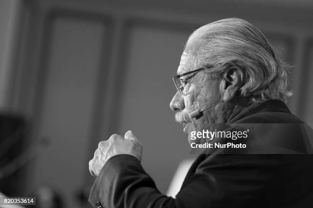 Edward James Olmos attends Platino Awards 2017 press conference on July 21, 2017 in Madrid, Spain.