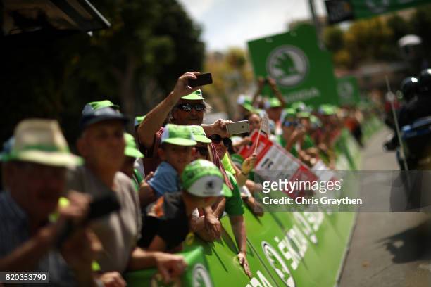 Fans watch during stage 19 of the 2017 Le Tour de France, a 222.5km stage from Embrun to Salon-de-Provence on July 21, 2017 in Embrun, France.