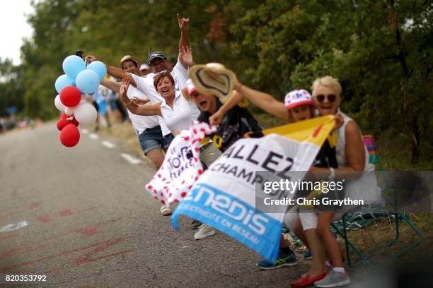 Fans watch during stage 19 of the 2017 Le Tour de France, a 222.5km stage from Embrun to Salon-de-Provence on July 21, 2017 in Embrun, France.