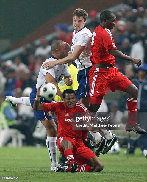 Jonny Evans of Manchester United in action during the Vodacom Challenge pre-season friendly match between Orlando Pirates and Manchester United at...