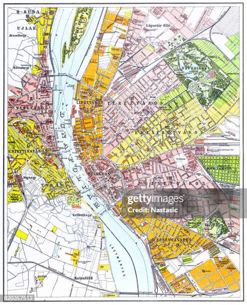 budapest city map - budapest map stock illustrations