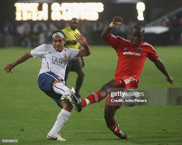 Carlos Tevez of Manchester United in action during the Vodacom Challenge pre-season friendly match between Orlando Pirates and Manchester United at...