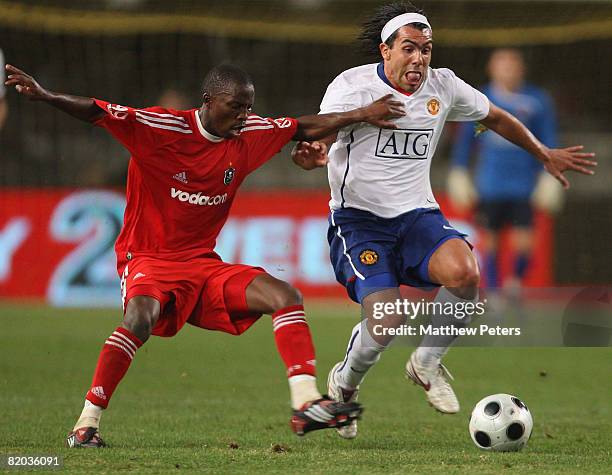 Carlos Tevez of Manchester United in action during the Vodacom Challenge pre-season friendly match between Orlando Pirates and Manchester United at...