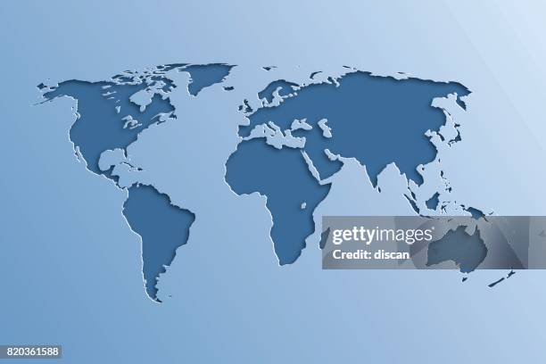 world map with paper cut effect - blue planet stock illustrations