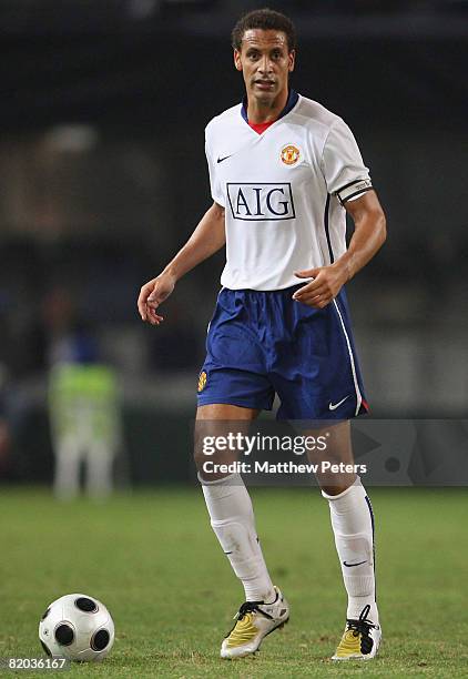 Rio Ferdinand of Manchester United in action during the Vodacom Challenge pre-season friendly match between Orlando Pirates and Manchester United at...