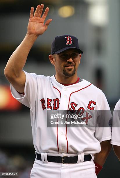 American League All-Star catcher Jason Varitek of the Boston Red Sox looks on prior to the 79th MLB All-Star Game at Yankee Stadium on July 15, 2008...