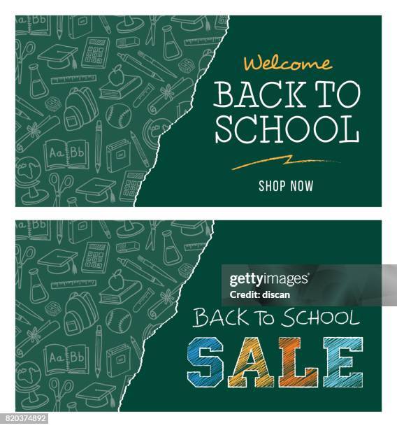 back to school sale banner - education background stock illustrations