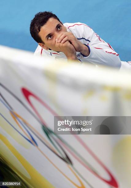 Thomas BOUHAIL en attente du resultat - - Finale du saut - Gymnastique - Jeux Olympiques 2008 - Pekin,