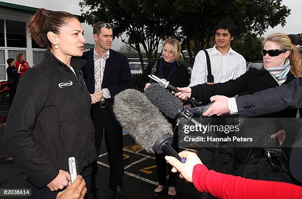 Former Silver Fern Temepara George announces to the media her new role with Counties Manukau Sport as the new Netball Development Officer at Homai...