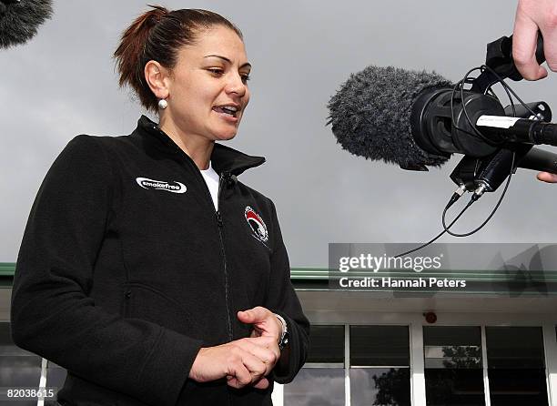 Former Silver Fern Temepara George announces to the media her new role with Counties Manukau Sport as the new Netball Development Officer at Homai...